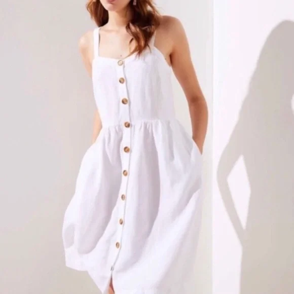 LOFT Button Down Flare Dress - Picture 1 of 4